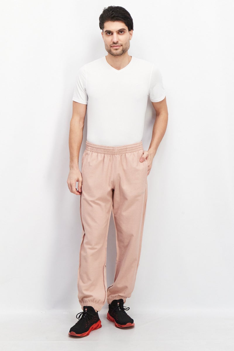 adidas Originals Men Relaxed Fit Embroidered Logo Training Jogger Pants, Old Rose  - Image 3