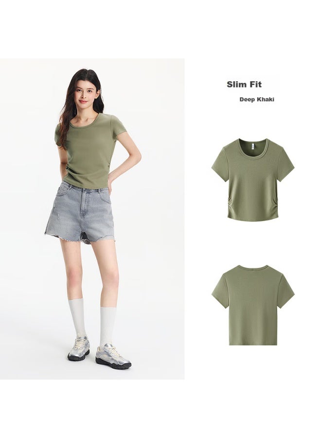Semir Cool Feeling T-shirt Women's Short Slim Shoulder Summer Embroidered Top 109325100006 - Image 4