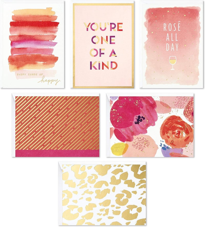 Hallmark Pack of 24 All Occasion Greeting Cards Assortment, Modern Pink and Gold Foil - Image 1