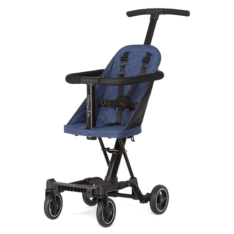Dream On Me Coast Rider Travel Stroller, Lightweight & Compact Baby Stroller, Theme Park Approved, Book-Folding Design, Adjustable Handle, Soft-Ride Wheels, Converts to Rider & Scooter - Navy - Image 1