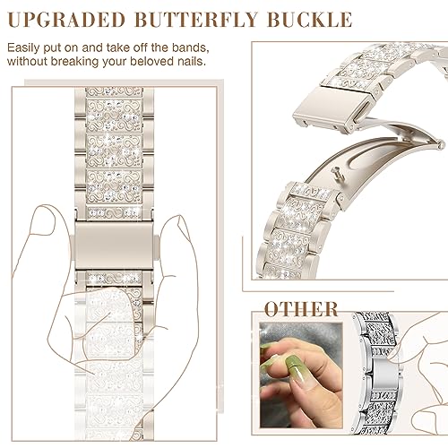 MARGE PLUS Compatible with Apple Watch Bling Band Women 46mm 45mm 44mm 42mm Series 11 10 9 8 7 6 5 4 3 2 1 SE, Upgraded Sparkle Replacement Bracelet iWatch Band, Diamond Rhinestone Stainless Steel Metal Strap - Image 2