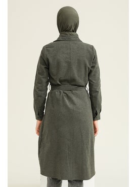 Sefa Merve Wool Viscose Belted Tunic 6544-03 Khaki  - Image 3