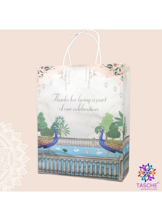 TASCHE Indian Wedding Peacock Design Paper Bags For Return Gifts|Weddings|Birthday|Holiday Presents (Pack Of 60),Multicolour