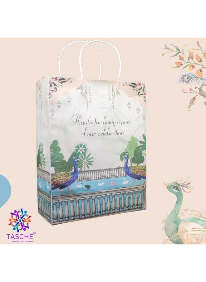 TASCHE Indian Wedding Peacock Design Paper Bags For Return Gifts|Weddings|Birthday|Holiday Presents (Pack Of 60),Multicolour