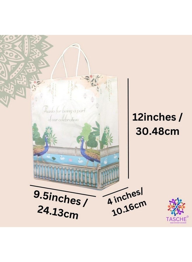 TASCHE Indian Wedding Peacock Design Paper Bags For Return Gifts|Weddings|Birthday|Holiday Presents (Pack Of 60),Multicolour