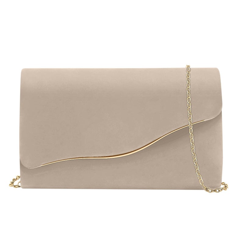 CurvChic Clutch Purses for Women Evening Bag Faux Suede Formal Party Wedding Cocktail Prom(Nude) - Image 1