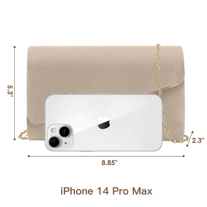 CurvChic Clutch Purses for Women Evening Bag Faux Suede Formal Party Wedding Cocktail Prom(Nude) - Image 3