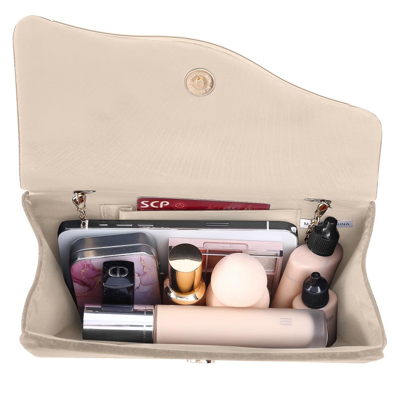 CurvChic Clutch Purses for Women Evening Bag Faux Suede Formal Party Wedding Cocktail Prom(Nude) - Image 5