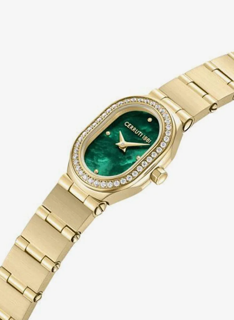 CERRUTI 1881 Aosta Yellow Gold Plated Stainless Steel Bracelet Analog Watch for Women, 19mm