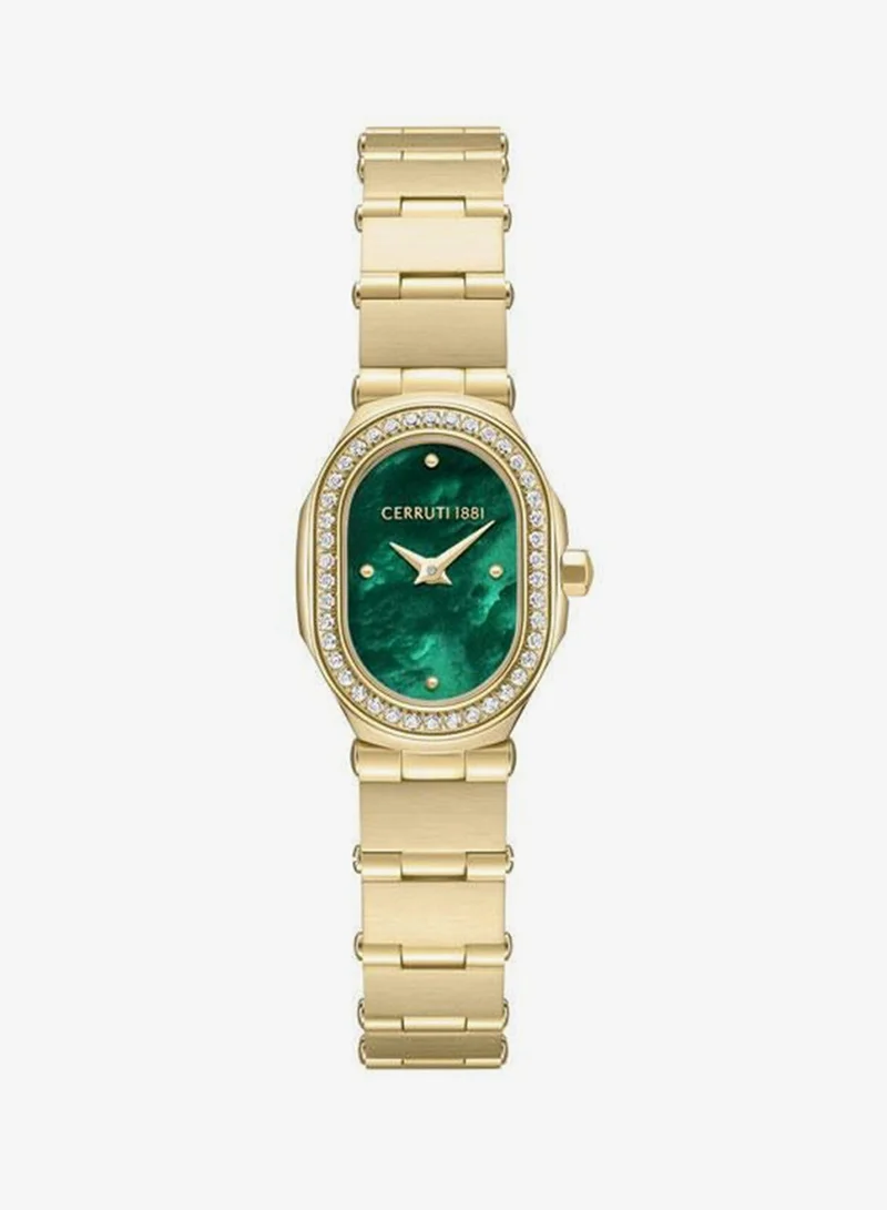 CERRUTI 1881 Aosta Yellow Gold Plated Stainless Steel Bracelet Analog Watch for Women, 19mm