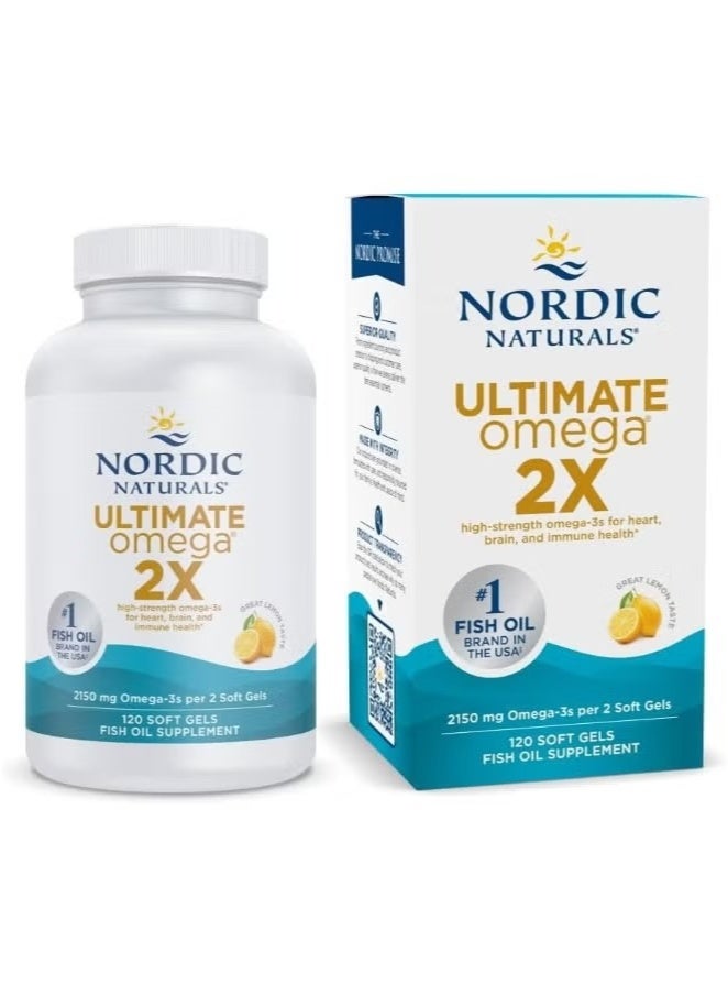 NORDIC NATURALS Ultimate Omega 2X, Lemon, 120 Soft Gels (1,075 mg per Soft Gel) - Image 1