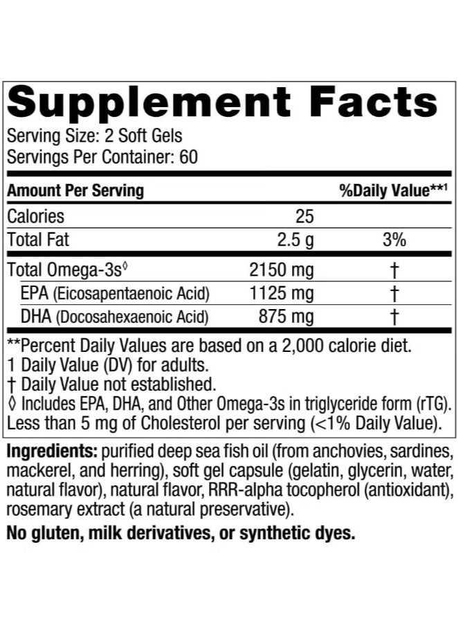 NORDIC NATURALS Ultimate Omega 2X, Lemon, 120 Soft Gels (1,075 mg per Soft Gel) - Image 2