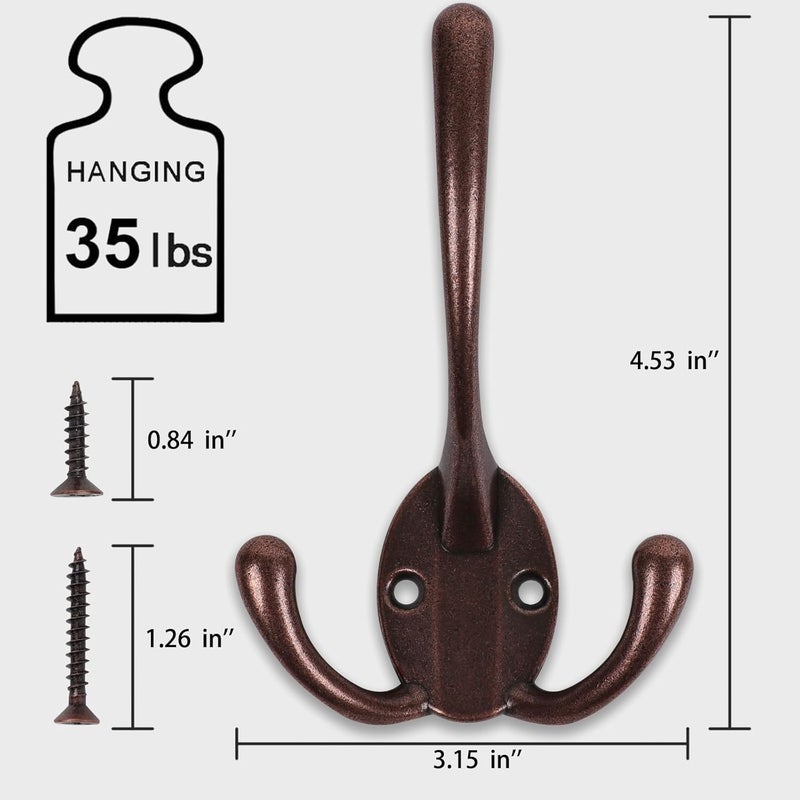 HADWER Wall Mounted Coat Hooks 5 Pack Heavy Duty Black Hardware Robe Hooks Decorative for Single Hanging Coats Towel Cubicle Classroom Kitchen Bath Backpack Hat Hook - Image 3