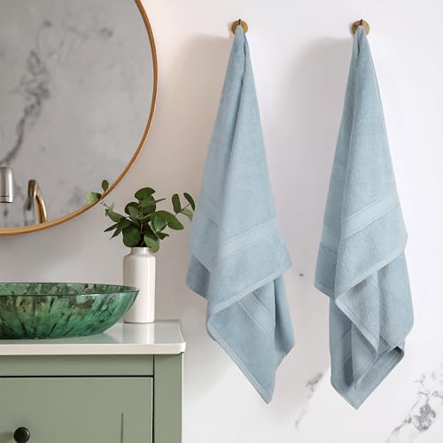 Superior Egyptian Cotton Pile Bath Towel Set of 2, Ultra Soft Luxury Towels, Thick Plush Essentials, Absorbent Heavyweight, Guest Bath, Hotel, Spa, Home Bathroom, Shower Basics, Light Blue - Image 2