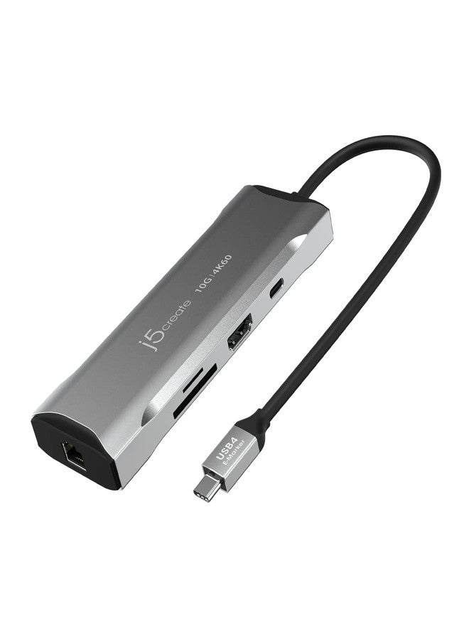j5create USB C Hub - 4K 60Hz HDMI, USB-C 10Gbps, 2 USB-A 10Gbps, 100W PD with USB-C 5Gbps, Ethernet, SD 4.0 Card Reader | for MacBook, XPS, Surface Pro (JCD393) - Image 1