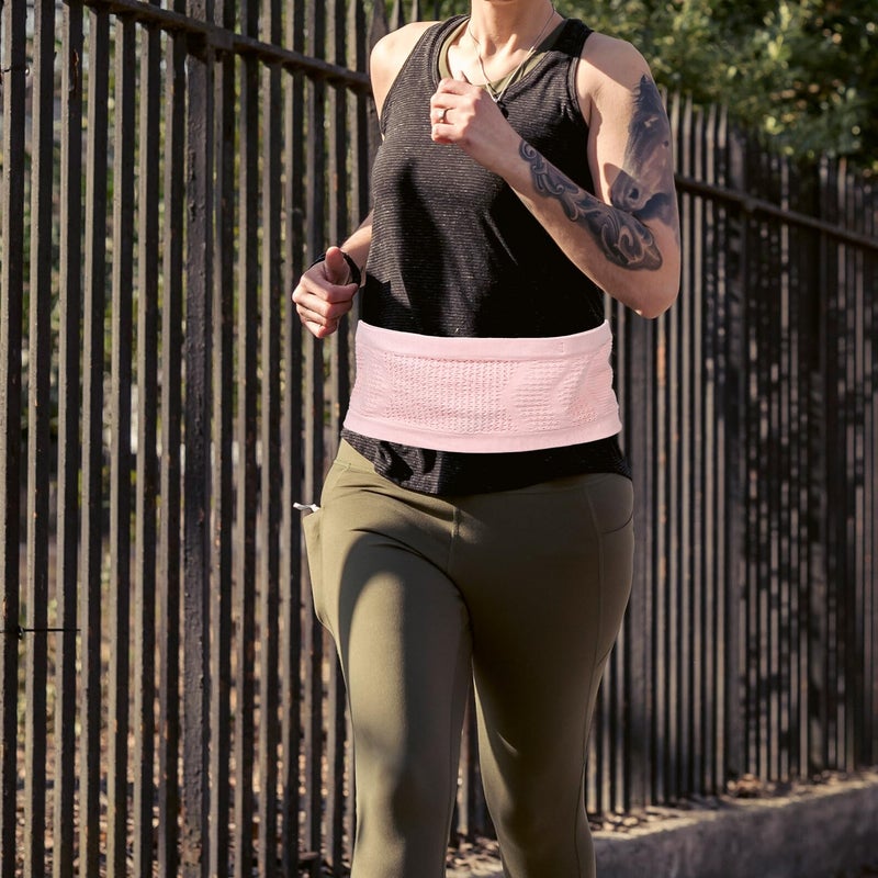 Knit Mesh Breathable Running Waist Pack for Women Large Capacity Adjustable Strap Pink - Image 5