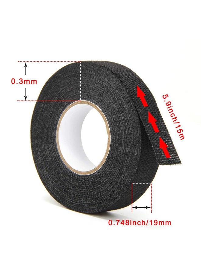 4 Rolls Wire Loom Harness Tape, Wiring Harness Cloth Tape, Adhesive Fabric Tape for Automobile 15m/19mm - Image 3