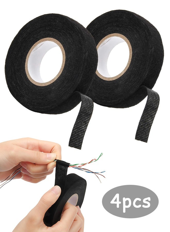 4 Rolls Wire Loom Harness Tape, Wiring Harness Cloth Tape, Adhesive Fabric Tape for Automobile 15m/19mm - Image 1