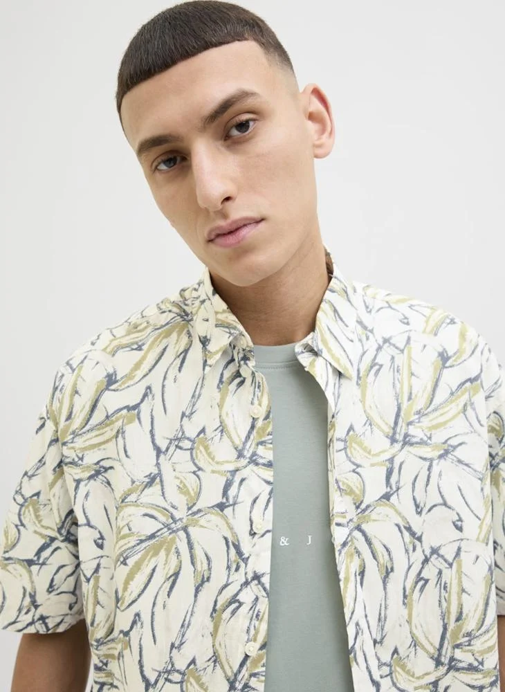 JACK & JONES Jorjoshua Split Printed Relaxed Fit Shirt