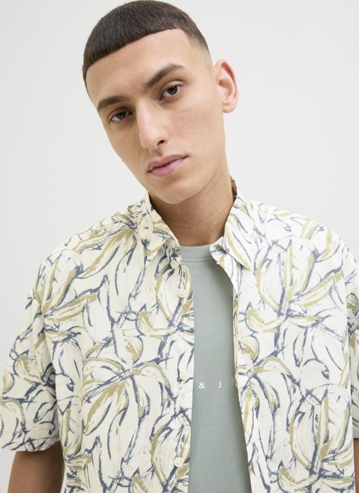 Jorjoshua Split Printed Relaxed Fit Shirt