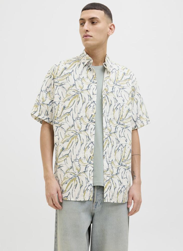 Jorjoshua Split Printed Relaxed Fit Shirt