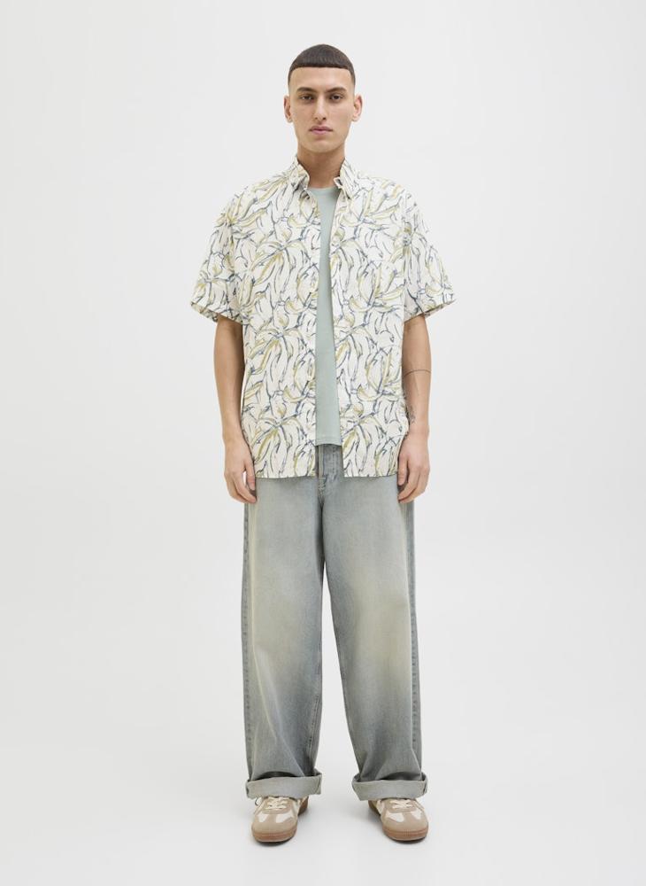 Jorjoshua Split Printed Relaxed Fit Shirt