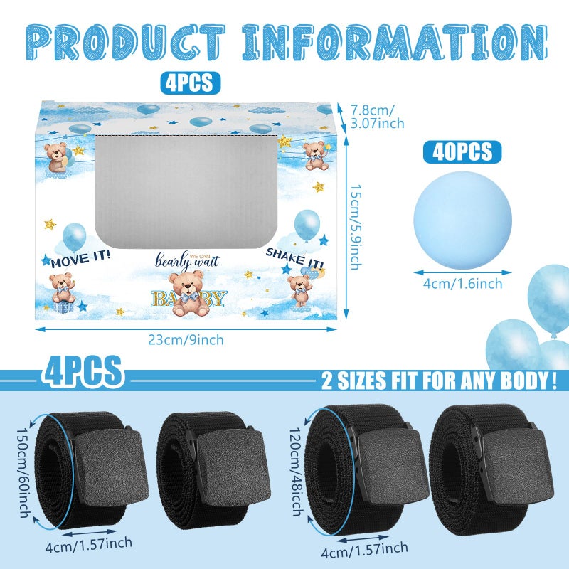 Lunmon 4 Sets Blue Bear Baby Shower Swing Shaking Balls Activity Set for Adult Novelty Twerk Includes 40 Balls, Ribbon & Cardboard Boxes Bridal Shower for Outdoors Indoors - Image 4