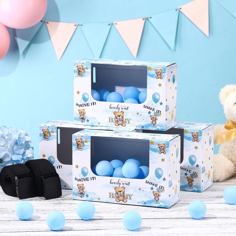 Lunmon 4 Sets Blue Bear Baby Shower Swing Shaking Balls Activity Set for Adult Novelty Twerk Includes 40 Balls, Ribbon & Cardboard Boxes Bridal Shower for Outdoors Indoors - Image 2