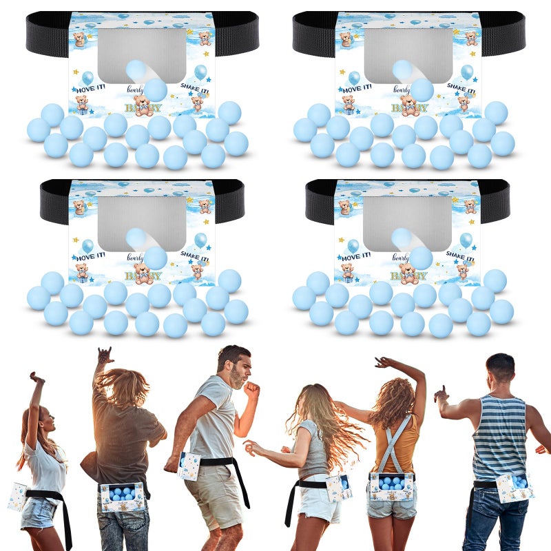 Lunmon 4 Sets Blue Bear Baby Shower Swing Shaking Balls Activity Set for Adult Novelty Twerk Includes 40 Balls, Ribbon & Cardboard Boxes Bridal Shower for Outdoors Indoors - Image 1
