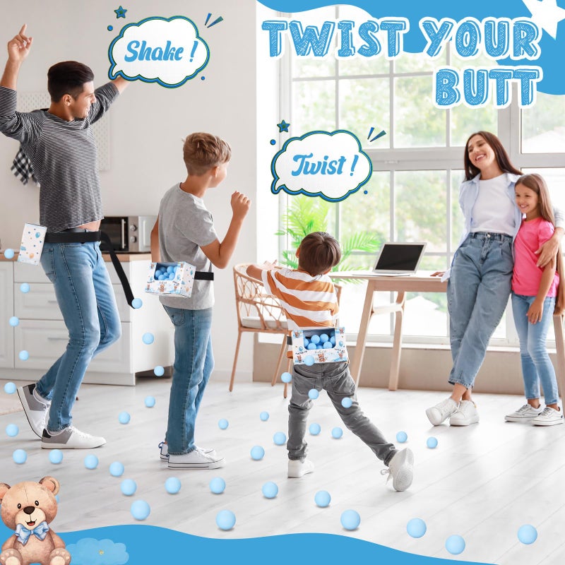 Lunmon 4 Sets Blue Bear Baby Shower Swing Shaking Balls Activity Set for Adult Novelty Twerk Includes 40 Balls, Ribbon & Cardboard Boxes Bridal Shower for Outdoors Indoors - Image 3