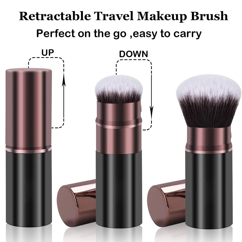Keriloo Retractable Airbrush Kabuki Brush, Travel Powder Foundation Professional Makeup Brush for Blending Liquid, Blush, Bronzer, Cream, Sunscreen,Flawless Cosmetics - Image 2