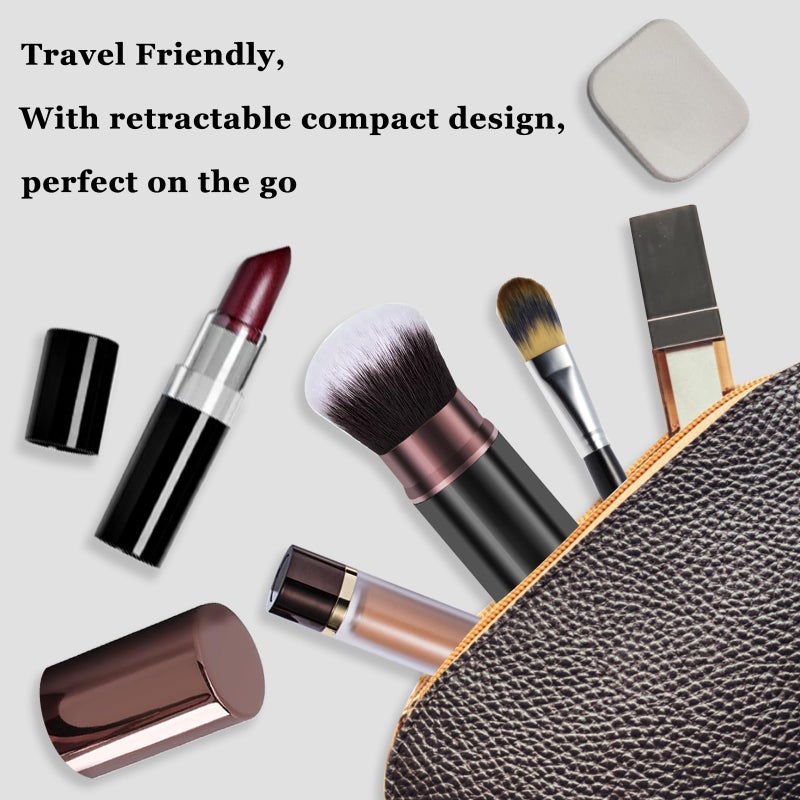 Keriloo Retractable Airbrush Kabuki Brush, Travel Powder Foundation Professional Makeup Brush for Blending Liquid, Blush, Bronzer, Cream, Sunscreen,Flawless Cosmetics - Image 5