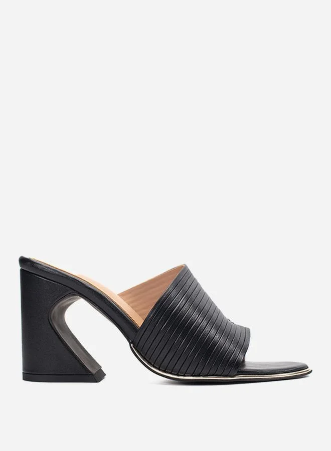 Take Two Striped Leather Block Heel Sandals By Heel Your Sole