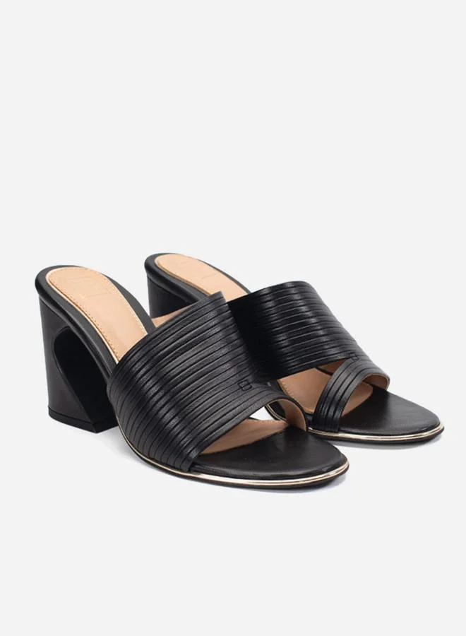 Take Two Striped Leather Block Heel Sandals By Heel Your Sole