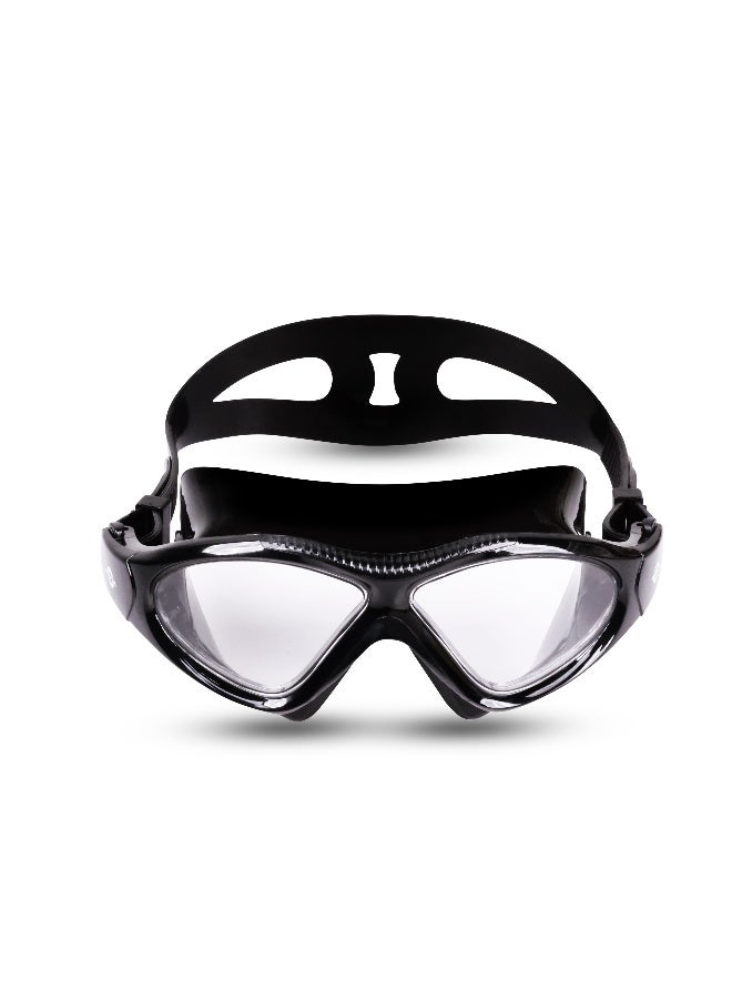 نيفيا نظارات سباحة نيفيا يونيماسك إس آر 2.0، للبالغين، عدسات بولي كربونات شفافة، مضادة للضباب، حزام سيليكون، حماية من الأشعة فوق البنفسجية، مريحة، نظارات سباحة للتدريب للرجال والنساء - أسود - Image 1