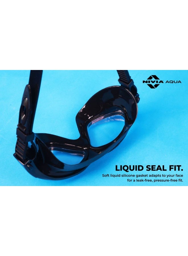 نيفيا نظارات سباحة نيفيا يونيماسك إس آر 2.0، للبالغين، عدسات بولي كربونات شفافة، مضادة للضباب، حزام سيليكون، حماية من الأشعة فوق البنفسجية، مريحة، نظارات سباحة للتدريب للرجال والنساء - أسود - Image 5