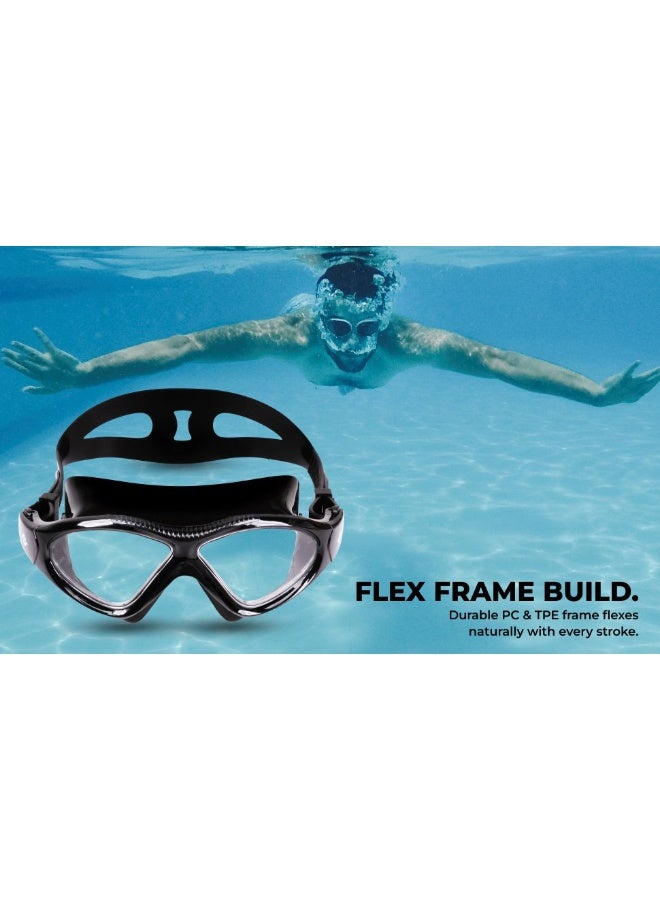 Nivia Unimask Sr. 2.0, Swimming Goggles For Adults, Polycarbonate Clear Glass, Anti Fog Goggles For Men, Silicon Strap, Uv Protection, Comfort Fit, Training Swim Goggles For Men & Women - Black - Image 5