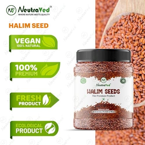 NeutraVed Halim Seeds 500g | Aliv for Eating Superfood & Hair Growth | Asaliya | Garden Cress | Haleem Seeds | Immunity Booster - 500g Jar - Image 3