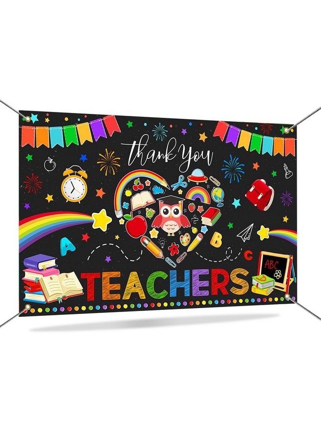 Mocsicka Mocsicka Thank you Teachers Teacher Appreciation Banner Backdrop Teacher Staff Appreciation Week Party Decorations for Classroom School Photo Background70.8 x 43.3 Inch  - Image 1