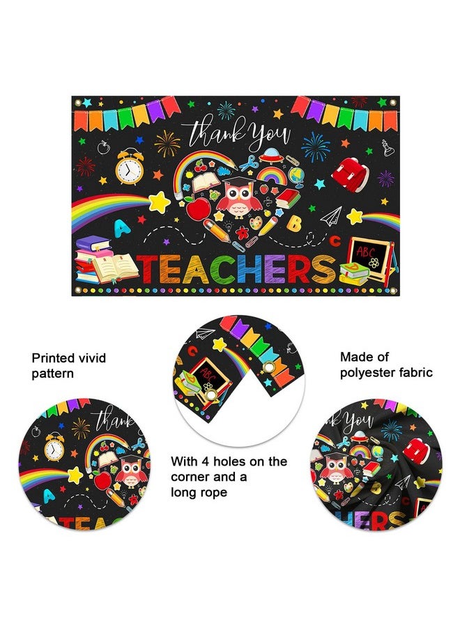 Mocsicka Mocsicka Thank you Teachers Teacher Appreciation Banner Backdrop Teacher Staff Appreciation Week Party Decorations for Classroom School Photo Background70.8 x 43.3 Inch  - Image 5