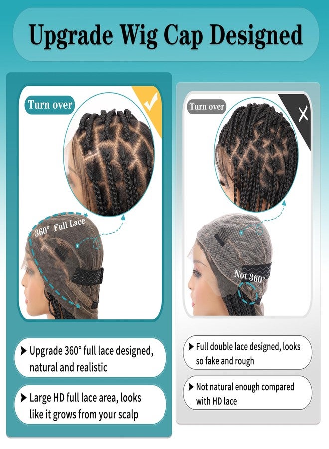 كاليس باروكة شعر مضفرة بوهو كاملة من Kalyss عالية الدقة للنساء، باروكة مضفرة 360 درجة مع شعر صغير أسود، باروكة مضفرة صناعية فاخرة بدون عقدة، 36 بوصة - Image 4