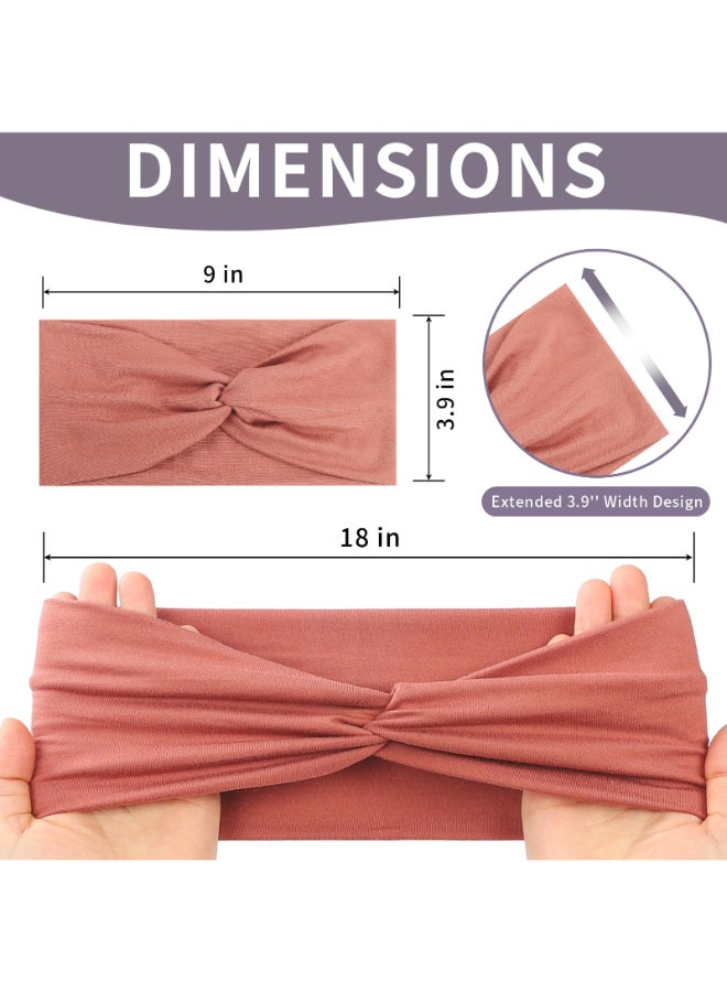 Panleding 12 Pcs Stretchy Headbands for Women Absorbed Sport Headband Soft Twist Knotted Hairbands for Daily Life Yoga WorkoutWarm Morandi - Image 4