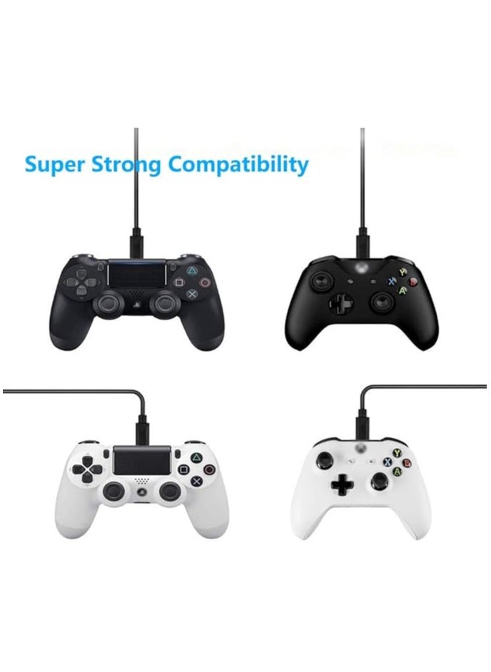2.8M/9ft Charger Charging Cable for Xbox One S/X Elite Controller/Micro USB 2.0 Play Data Sync Cord for PS4 Slim/Pro Controller for Samsung Galaxy Android Phone (Black)