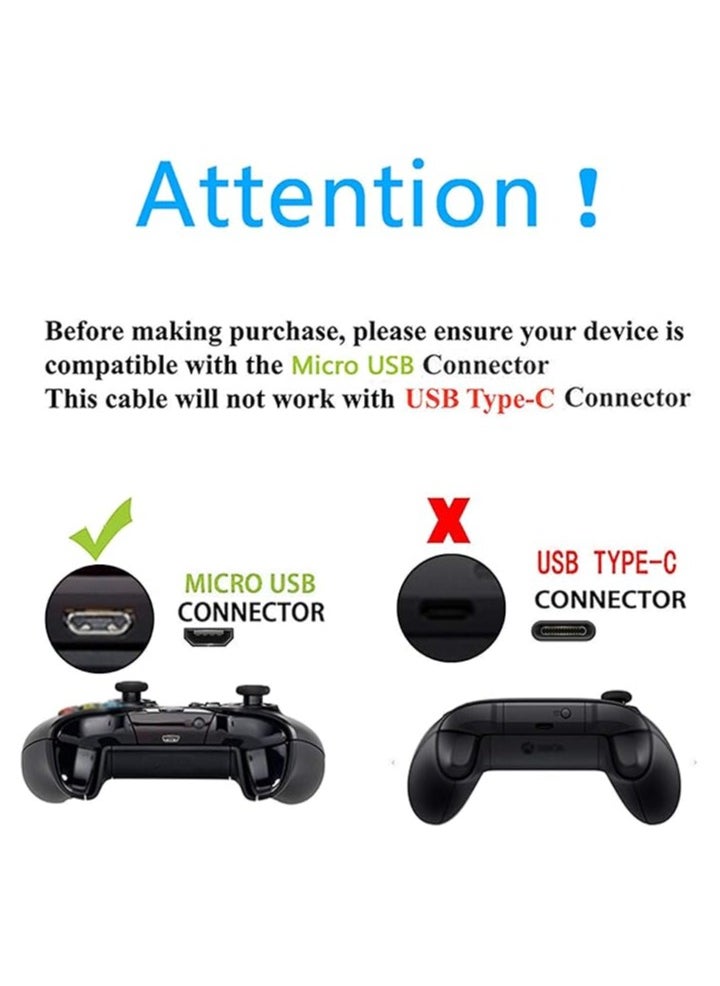 2.8M/9ft Charger Charging Cable for Xbox One S/X Elite Controller/Micro USB 2.0 Play Data Sync Cord for PS4 Slim/Pro Controller for Samsung Galaxy Android Phone (Black)
