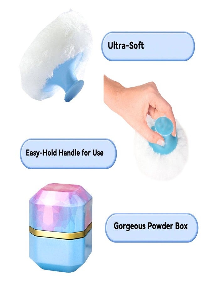Glooyoderr Body Powder Puff and Container, 3.35" Portable Dusting Powder Container with Soft Puff Powder Case Box Jar for Baby Women Home and Travel Use(Blue) - Image 5