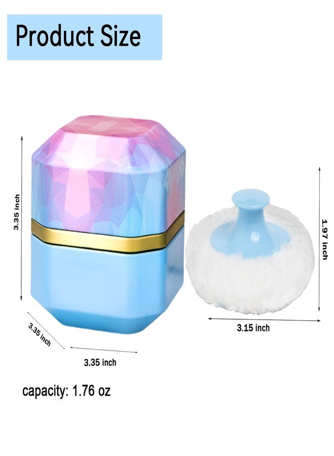 Glooyoderr Body Powder Puff and Container, 3.35" Portable Dusting Powder Container with Soft Puff Powder Case Box Jar for Baby Women Home and Travel Use(Blue) - Image 3