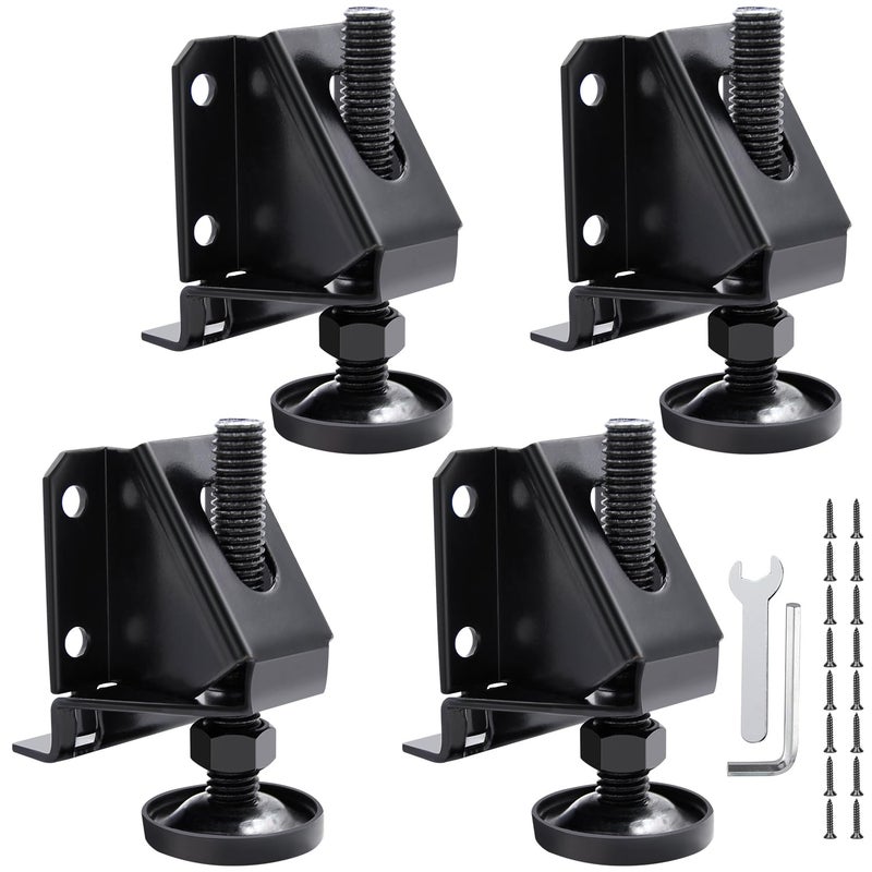 DkOvn 4816 Pack Heavy Duty Leg Leveler Leveling Feet Adjustable Furniture Leveler Legs with Screws Lock Nuts and Wrench 2 inch Adjustable Height for Furniture Table Cabinets4 Pack Black