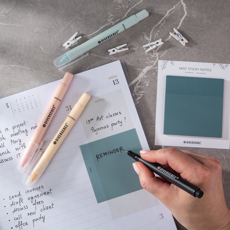 DiverseBee 50 Sheets Pastel Transparent Sticky Notes, 3x3â€ Clear Sticky Tabs, Translucent Page Flags Book Markers Stickers, Planner Accessories, Bible Journaling Study Office School Supplies (Mist) - Image 5