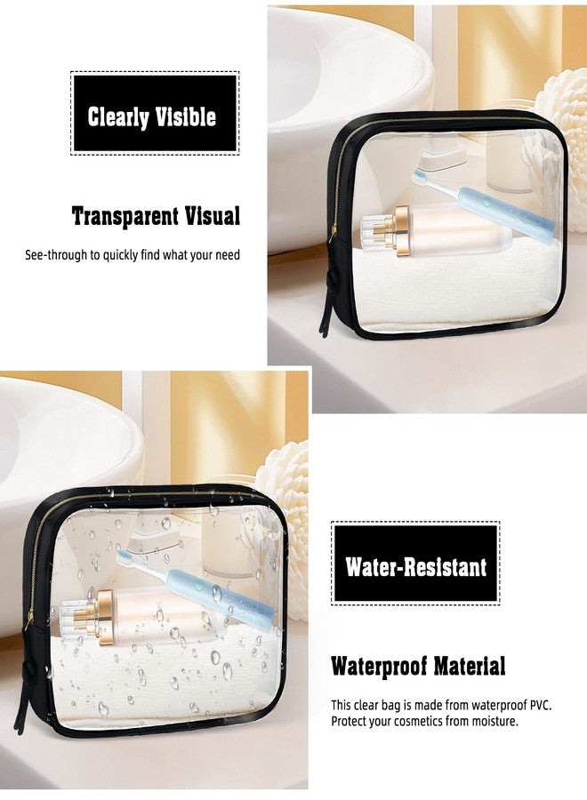 Tmtains Tmatins 3Pcs Clear TSA Approved Toiletry Bag Black Clear Makeup Bag with Zipper Large Small Mini Quart Size Travel Essentials Bags for Women Men Portable Cosmetic Pouch Travel Valentine Birthday Gifts - Image 5