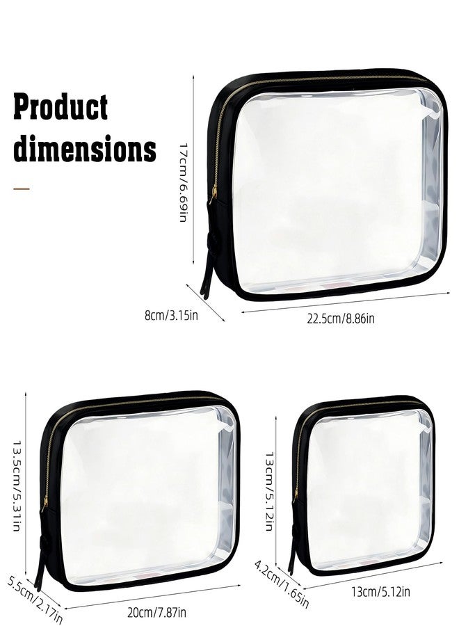 Tmtains Tmatins 3Pcs Clear TSA Approved Toiletry Bag Black Clear Makeup Bag with Zipper Large Small Mini Quart Size Travel Essentials Bags for Women Men Portable Cosmetic Pouch Travel Valentine Birthday Gifts - Image 3